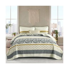 DDUOXIN Stripe King Size Quilt - 100 Cotton Soft Reversible King Quilt with ...