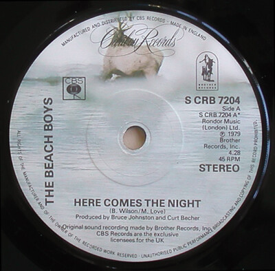 The Beach Boys - Here Comes The Night 7'', Single, Sol Very Good Plus (VG+)