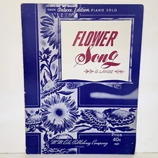Vintage 1936 Flower Song Piano Solo Sheet Music by G Lange Deluxe Edition