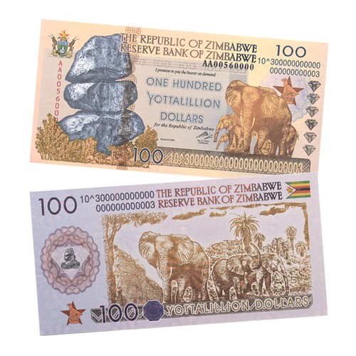 Zimbabwe Paper Money 100 Yottalillion Dollars Banknotes 10pcs/lot Art Souvenir - Picture 2 of 6