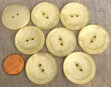 8 Large Ivory Cream Cat Eye Plastic Pearlized Coat Buttons 1 1/8" 28mm  # 8906