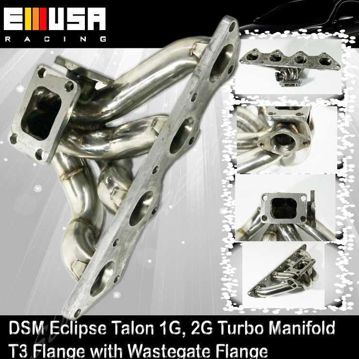 STAINLESS TURBO MANIFOLD for 90-99 MITSUBISHI ECLIPSE TALON T3 WG38 4G63 1G 2G