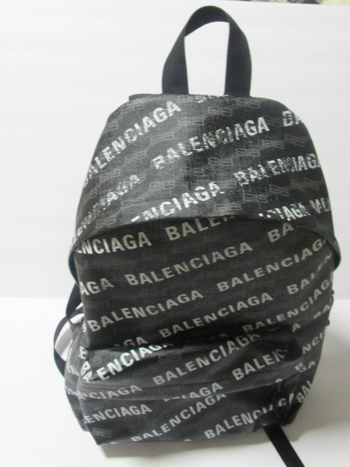 Zaino medio firmato Balenciaga Bb monogramma rivestito in tela e logo allover