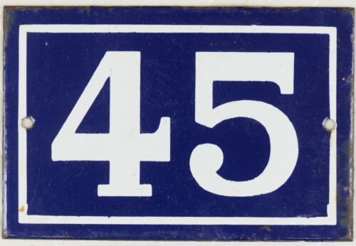 Old blue enamel French house number 45 door gate wall plate - thousands in stock - Picture 5 of 7
