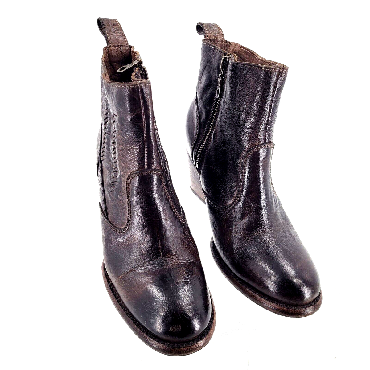 Bed Stu Cobbler Series Brown Leather Ankle Heeled Boots  display picture 1