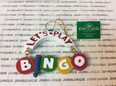  LET S PLAY BINGO  ORNAMENT Kurt Adler New w/tag Resin Bright Colors-BINGO LOVER