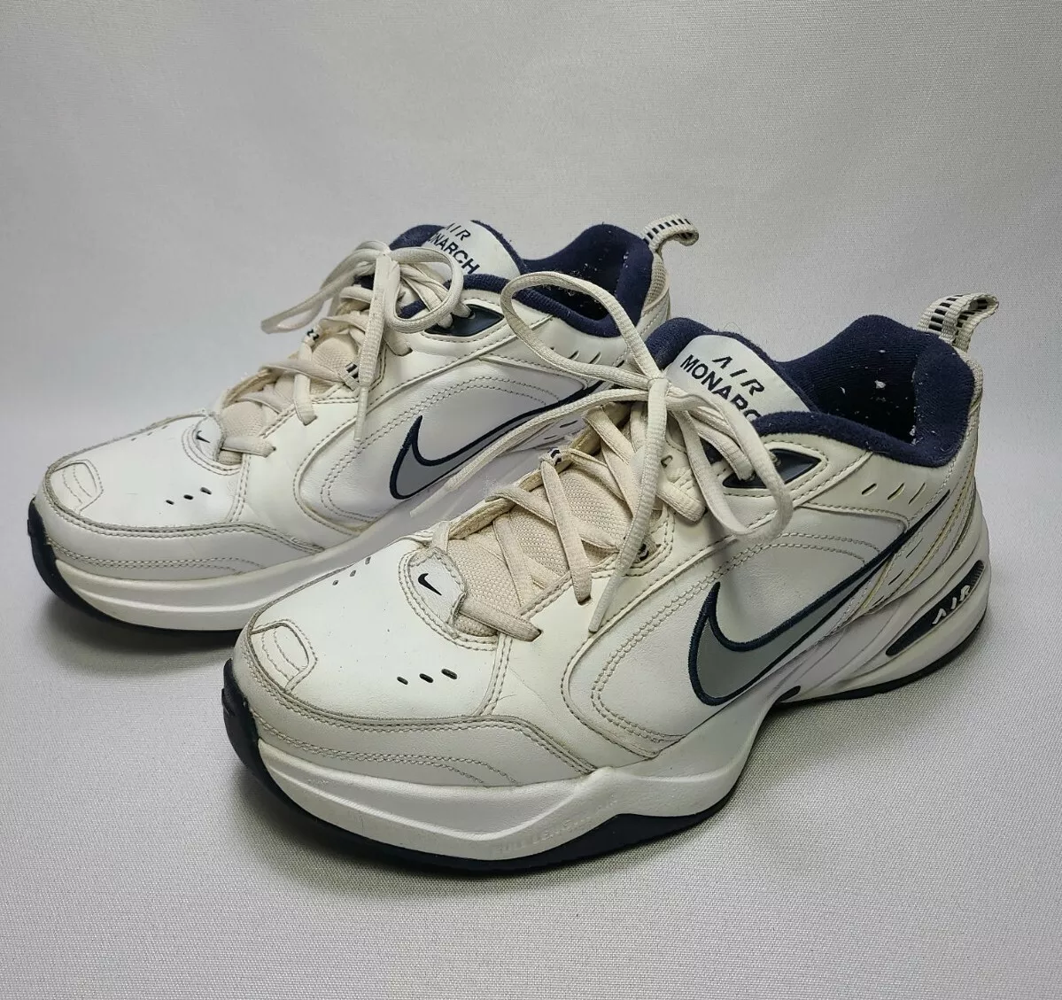 Nike Air Monarch IV White Navy Mens Size 9 Shoe Sneaker