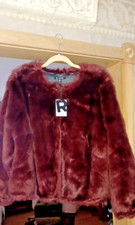 Rebel Wilson X Angels gorgeous burgundy soft faux fur jacket coat XL