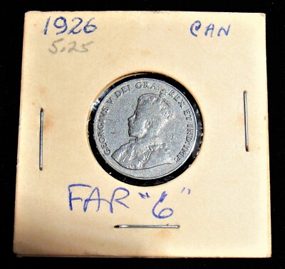 Canada: George V 5 Cents 1926 Far 6. Scarce Key Date!