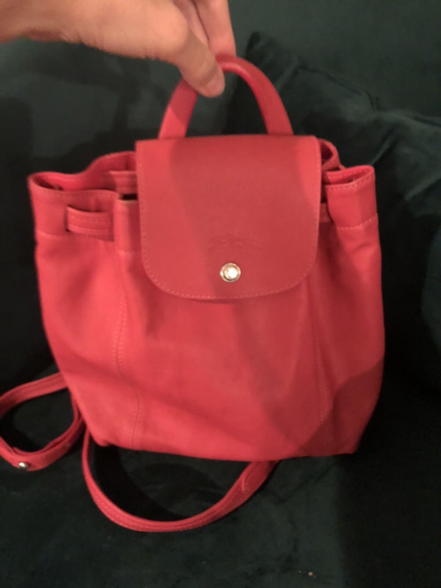 Longchamp Le Pliage Cuir XS Backpack Cherry Red LongChamp Le Pliage Cuir Backpack XS 1306 | eBay main image 4