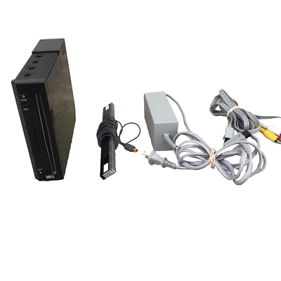 Nintendo Wii Black Console RVL-001 with Sensor Bar & Cables
