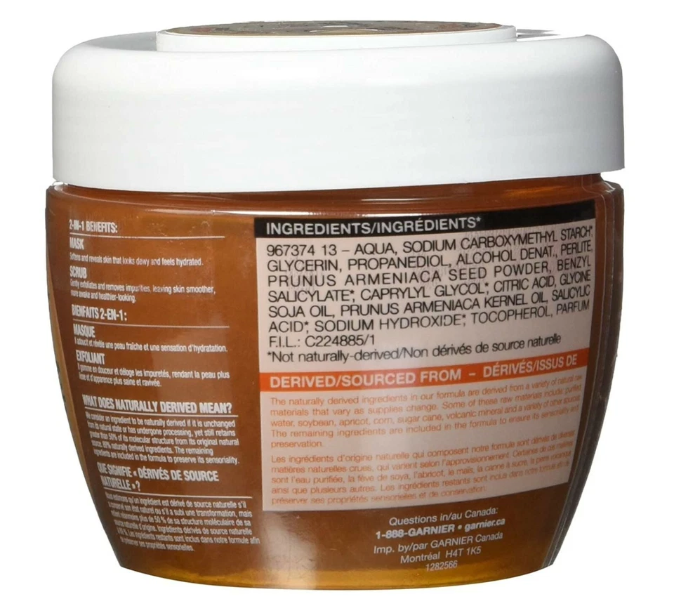 Mascarilla facial y exfoliante Garnier SkinActive Glow Boost 2 en 1, 6,76 fl oz Foto 2 de 2