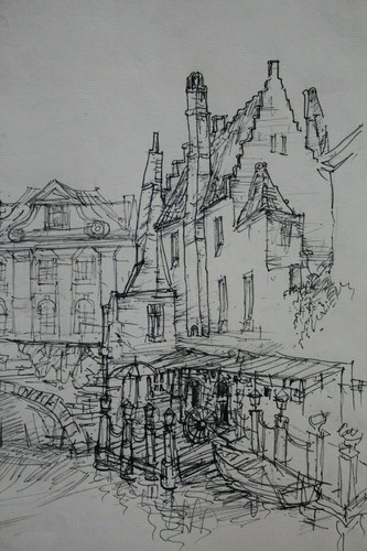 Zeichnung Federzeichnung Brügge Liebfrauenkirche Hans Pluquet Signiert 1976 - Picture 3 of 8