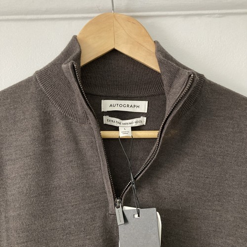Marks & Spencer AUTOGRAPH Mens Extra Fine Merino Wool Half Zip Jumper Large Long - Picture 4 of 8