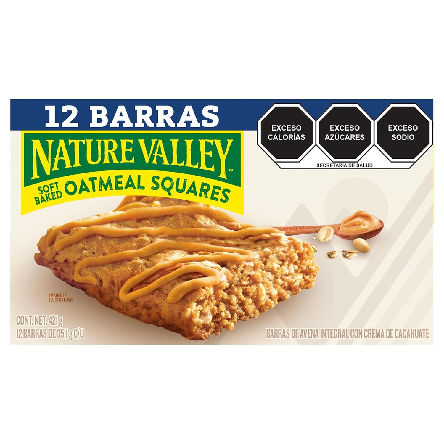 Nature Valley Soft Baked Oatmeal Squares, Peanut Butter, 12 Count (Pack of 1) 