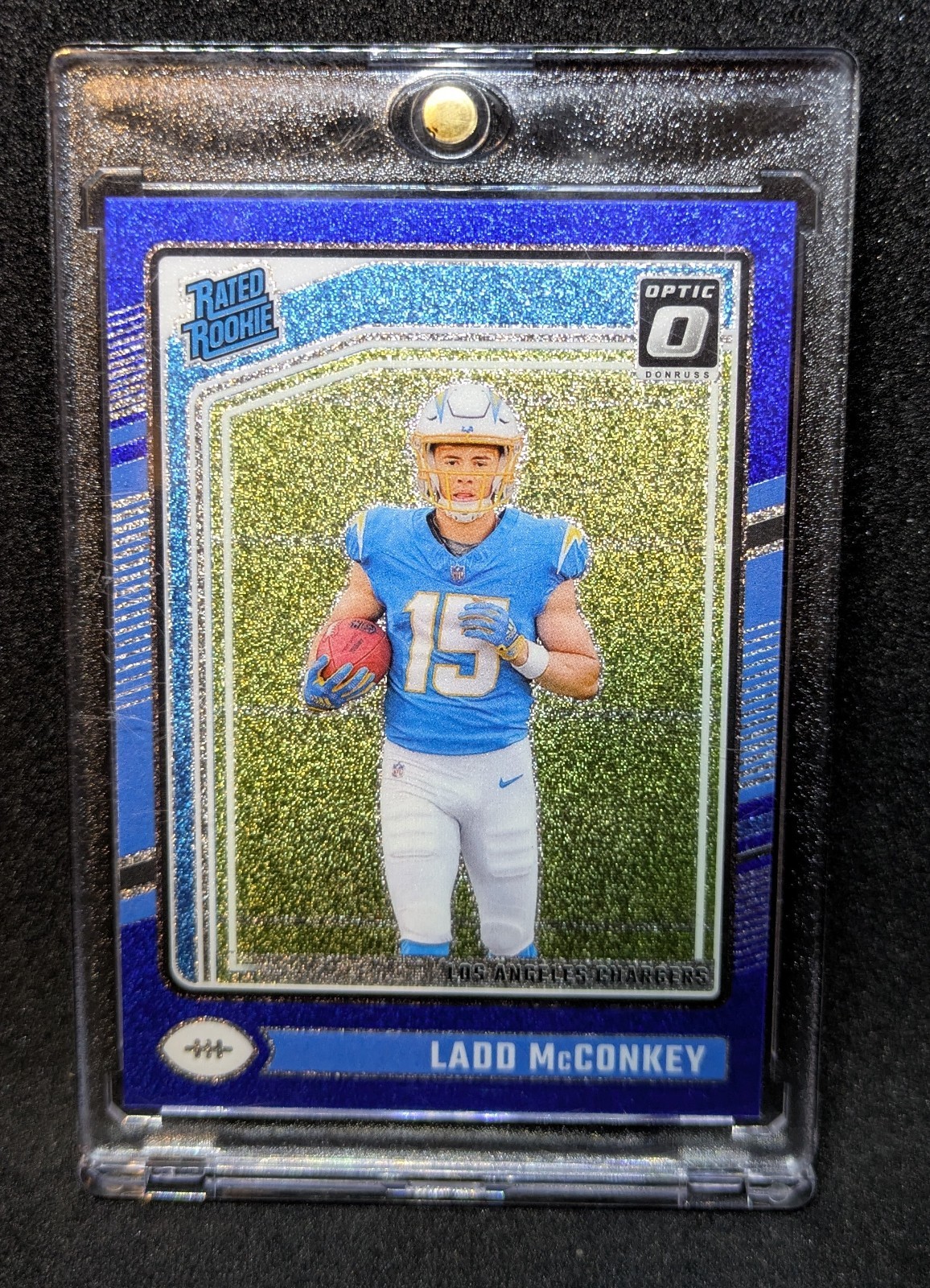 2024 Panini Donruss Optic - Rated Rookie Ladd McConkey #266 Blue Glitter