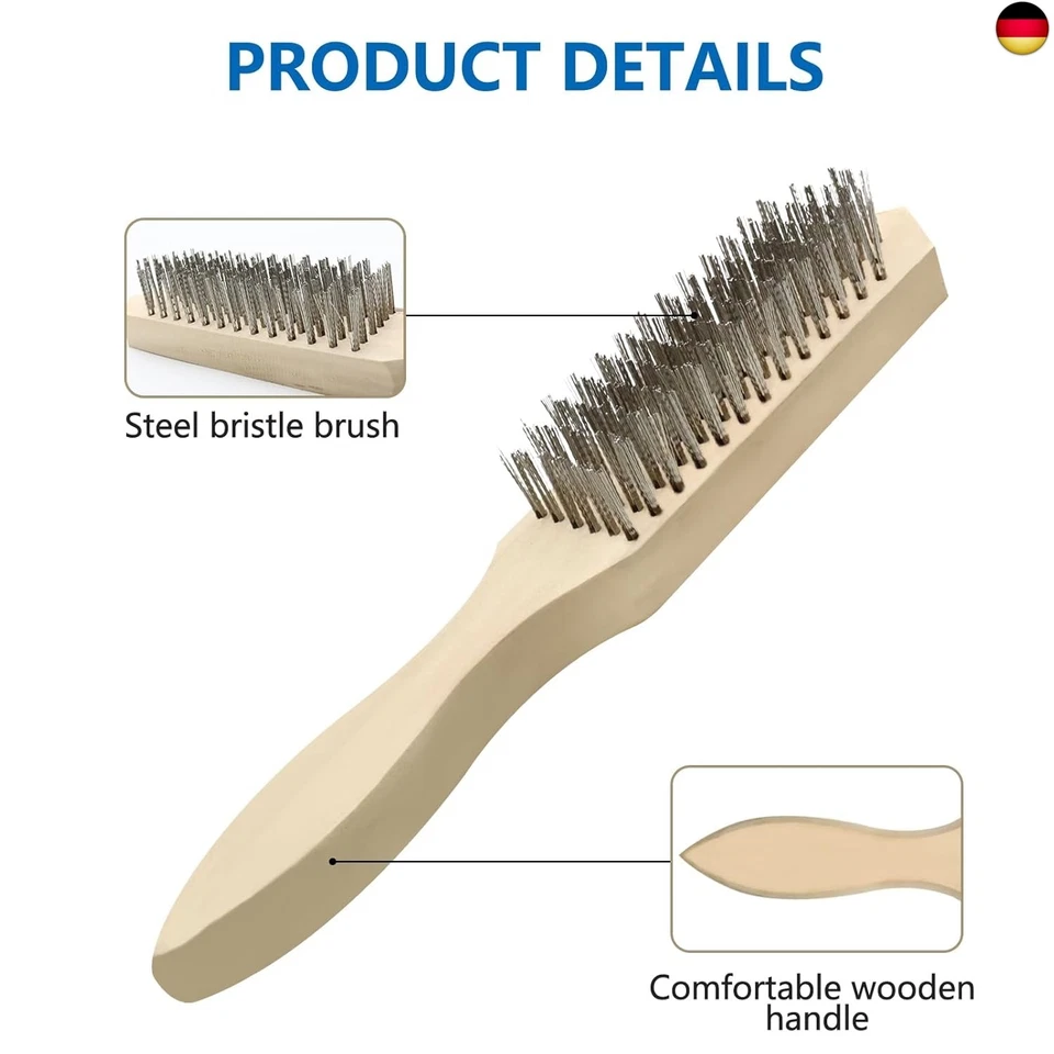 CONNECTION Drahtbürste,Messing-Drahtbürste mit Holzgriff Drahtbürsten Set 4 St - Bild 2 von 4