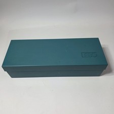 Vintage Teal Plastic Cassette Tape Storage Case Holds 15 Tapes LEBO Organizer
