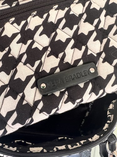 Vera Bradley Satchel Bag Midnight Houndstooth White Black quilted Leather Straps - Picture 4 of 9