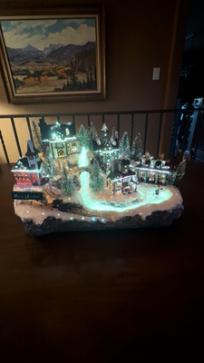 VTG CHRISTMAS Fiber Optic Winter Village Ice Skating Sledding