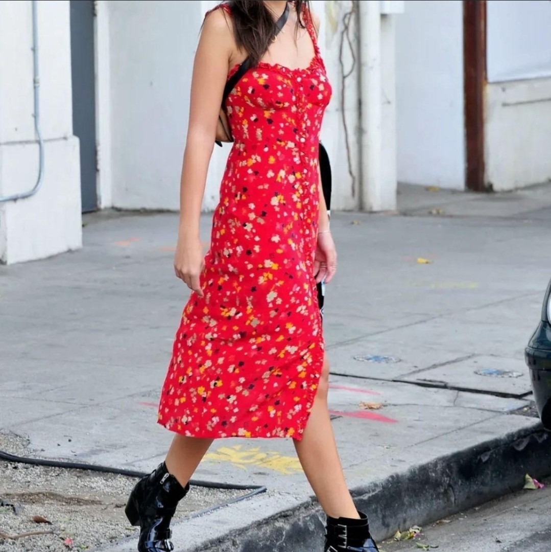 realisation par red floral dress Gia Dress in Havana by Realisation Par