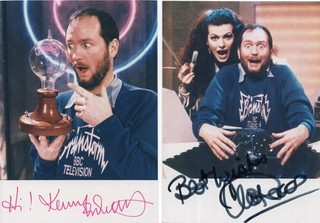 Set of 2 Kenny Everett & Cleo Rocos "Brainstorm" Signed Promotional Photos