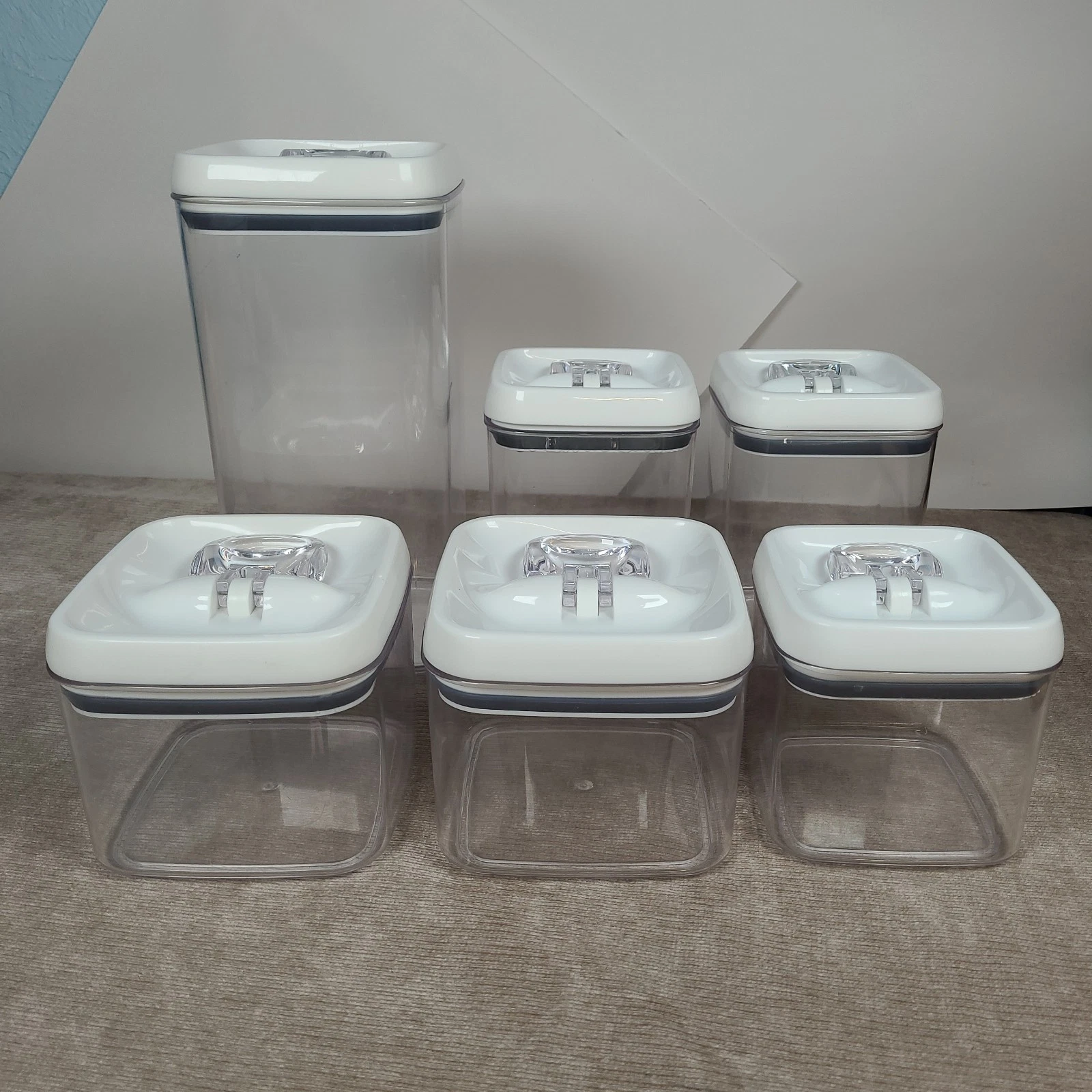 (6) Better Homes & Garden Clear Airtight Containers Flip Tight 19.4C, 7.5C, 6.5C