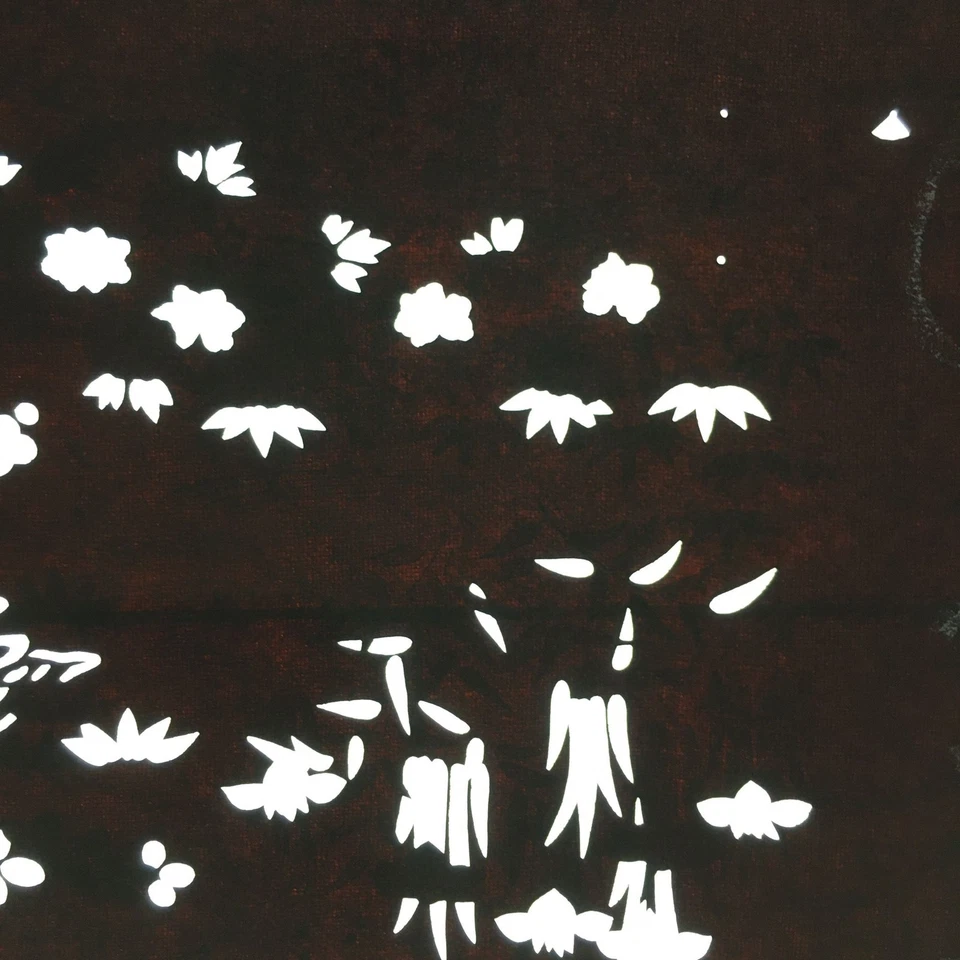 Antique Japanese Katagami Paper Kimono Stencil Katazome Plants Flowers C839 - Image 2 of 4