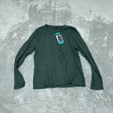 Splendid Womens Ribbed Long Sleeve Crewneck Top XL in Deep Green NWT 6504