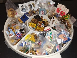 Huge Lot Of Vintage Pins Disney Sports Military Political Telephone AT&T Tulsa