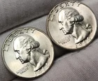 1964 P+D Washington Quarter, 2 Coin Set - BU - 90% Silver Coins, Q-6416a