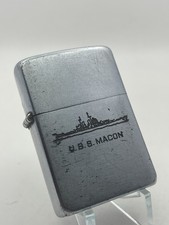 VINTAGE 1950 ZIPPO LIGHTER, 'U.S.S.MACON', PAT.2032695, MATCHING INSERT