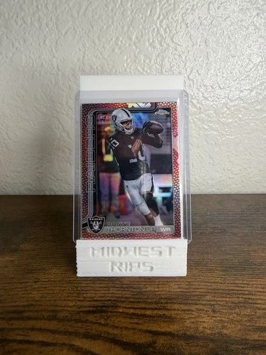 2025 Topps Chrome Donte Thornton Jr. Rookie Leather Refractor Raiders Card #385