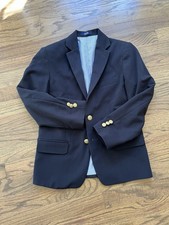 IZOD Boys Navy Blue Blazer SZ 8 Lined Preppy Classic Brass Buttons Traditional