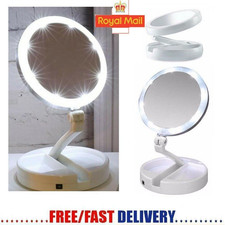 10x Magnifying Portable Folding Make Up Mirror with LED Light Bathroom Shaving