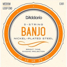 D'Addario EJ61 Nickel 5-String Medium Banjo Strings 10-23 
