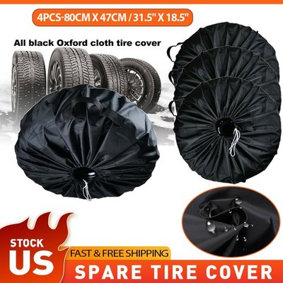 4X Black 15'' Spare Tire Tyre Cover Wheel for Jeep Trailer RV Camper Universal