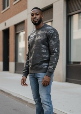 Rare Authentic DIESEL S-OLIVER BLACK CAMO SWEATER SIZE LARGE RELAXED FIT