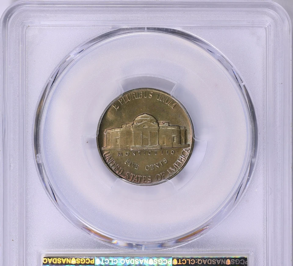 Álbum de tono Monster Rainbow 1956 Jefferson Nickel graduación profesional MS-66 extremo tonificado Foto 4 de 4