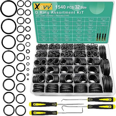 #ad 1540 Pcs 32 Size O Rings Kit Nitrile Rubber O Ring Assortment with 4 Hook Set $38.99