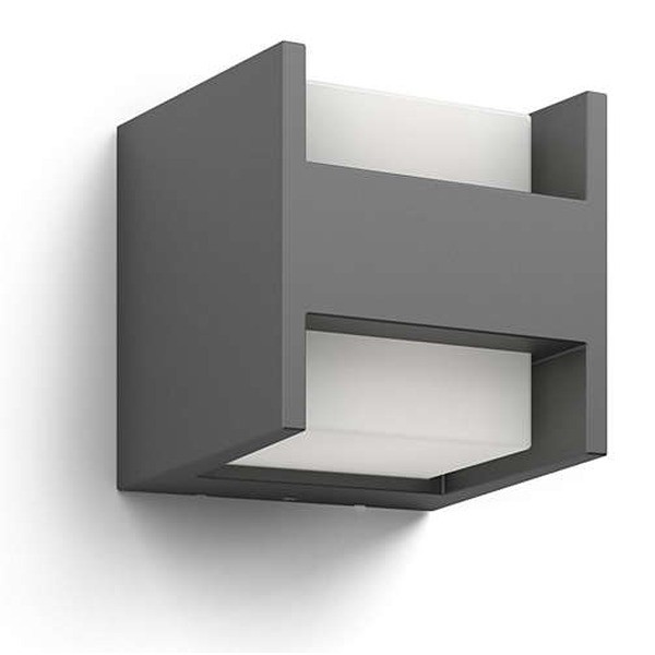 PHILIPS Arbour LED Outdoor Wall Light, Anthracite Grey | 2700 K Warm White Light, 5.5W, 700 Lm, IP44 Weather-Resistant, Built-in LED, Durable, Aluminium, Modern Design - Image 2
