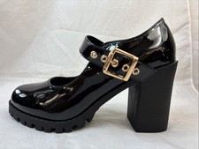 FOREVER-ACCEPT-PATENT MARY JANES Big 3.5" Hi-Chunky Block Heel LUGGED Women PUMP
