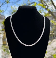 Premium 18CT Round Cut 4MM Diamond Tennis Necklace 14K White Gold Finish 18" In