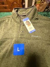 Eddie Bauer Men's Radiator Fleece Snap-Front Mock Neck Pullover Sweatshirt L