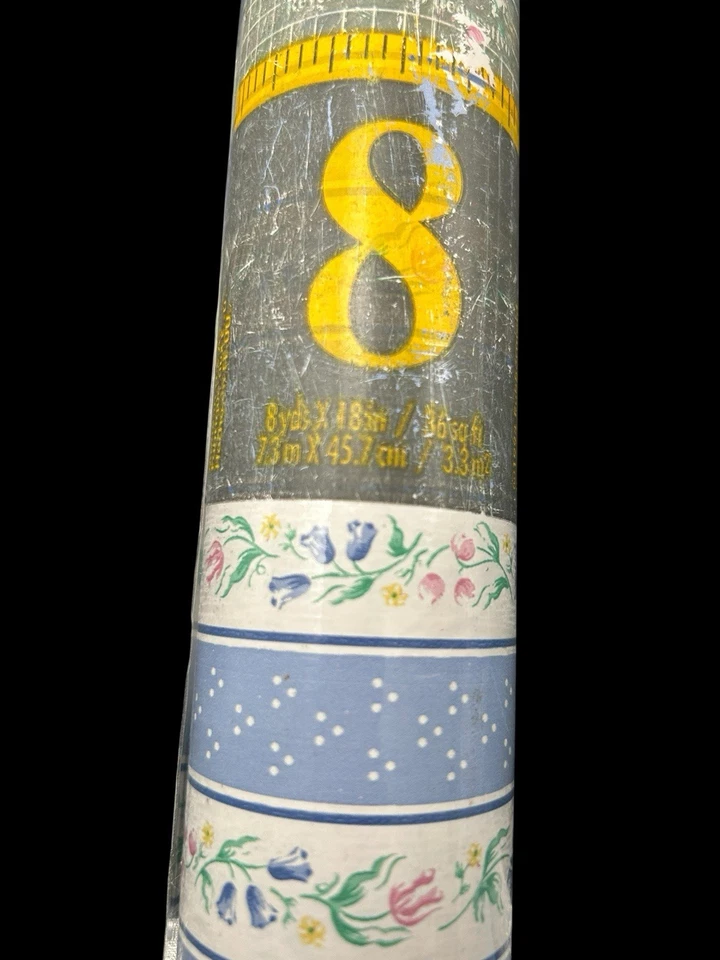 Papel de contacto Rubbermaid vintage años 80 azul a rayas floral 2 rollos 36 pies cuadrados ea Foto 4 de 4
