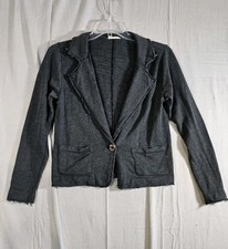 Free People Movement Charcol Gray Blazer Jacket Size Small Raw Hems Pockets