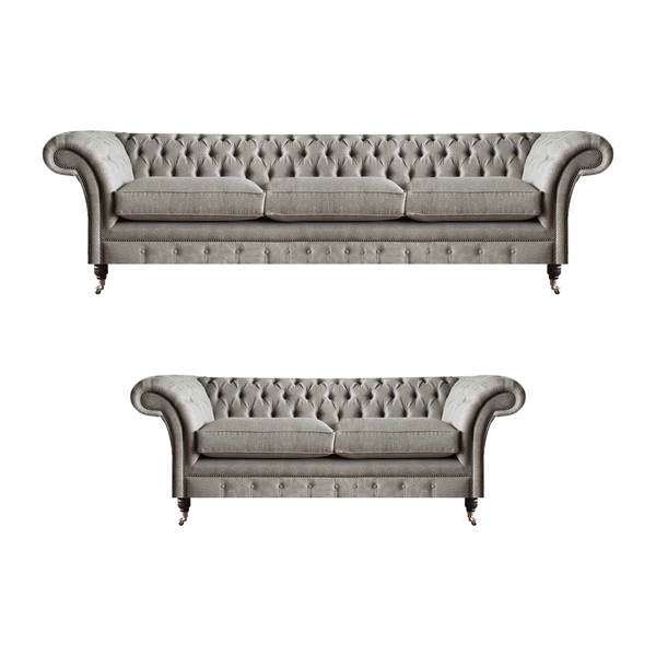 Chesterfield Wohnzimmer Textilgarnitur Designer Dreisitzer 2-Sitzer 2Tlg-image