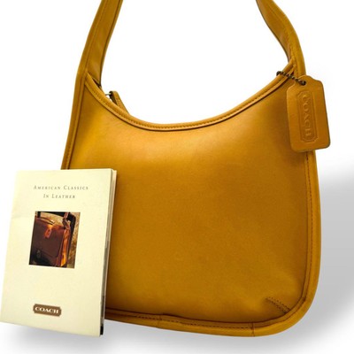 COACH Ergo 9020 Zip Hobo Shoulder Bag Yellow Vintage Leather Y2K  