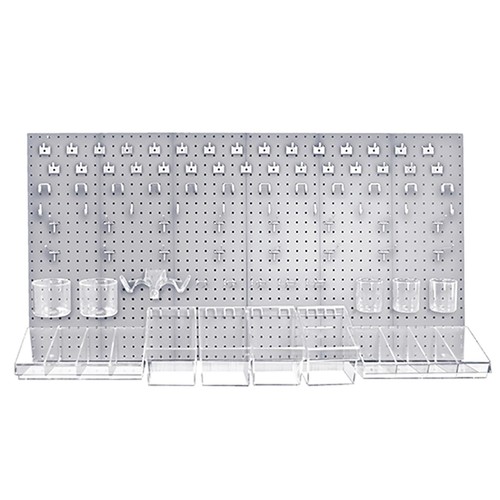 Azar Displays 900988-CLR 125-PIECE PEGBOARD ORGANIZER KIT (2-24"X 24"), Clear
