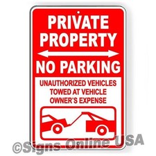 Private Property No Parking Vehicles Towed Sign / Decal Spp022 / Magnetic Sign